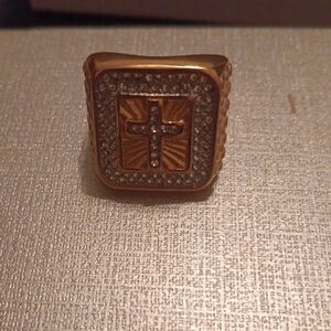 Austrian Crystal Line of Faith Ring in ION Plated YG and Stainless Steel